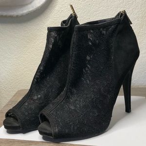 GUESS Black Lace Boot Heels